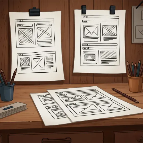 Bocetos de diseño web y wireframes